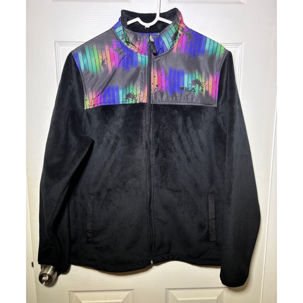 FILA Sport Women's Size XL Full Zip Soft Fleece Jacket Rainbow
